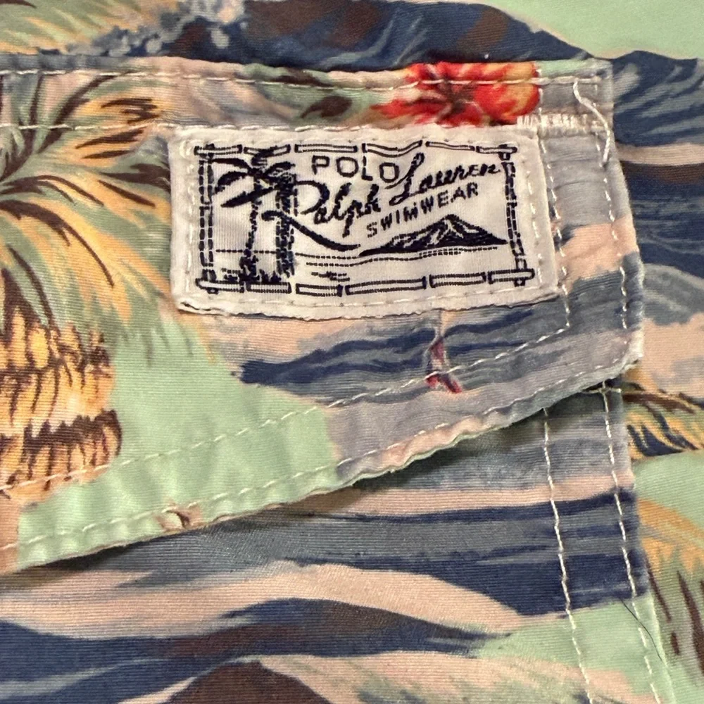 Vintage Polo Ralph Lauren 3XB Big Swim Trunks Hawaiian Tiki Retro Print 90s Y2K